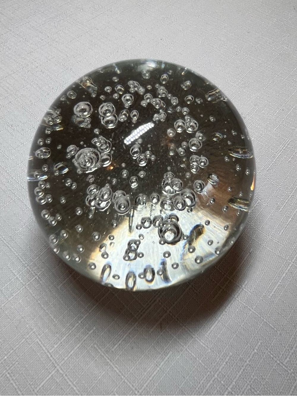 Clear Glass Bubble Paperweight. Collectible. Vintage